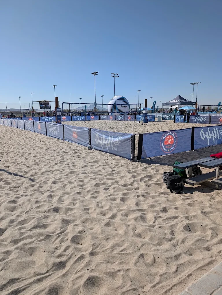Existing sand volleyball courts · setting for the Collective Beach connection