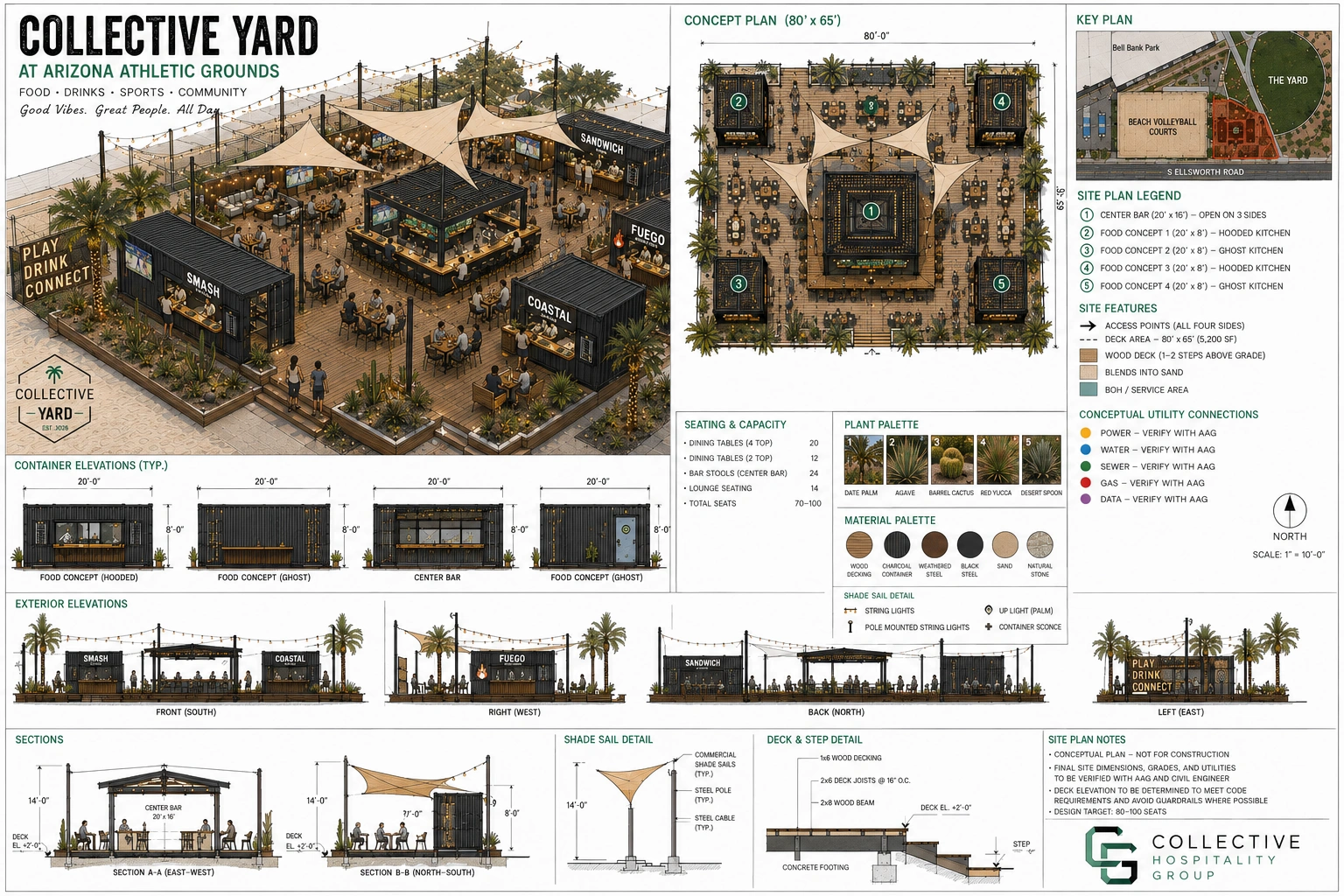 Collective Beach · preliminary plans, elevations and material studies