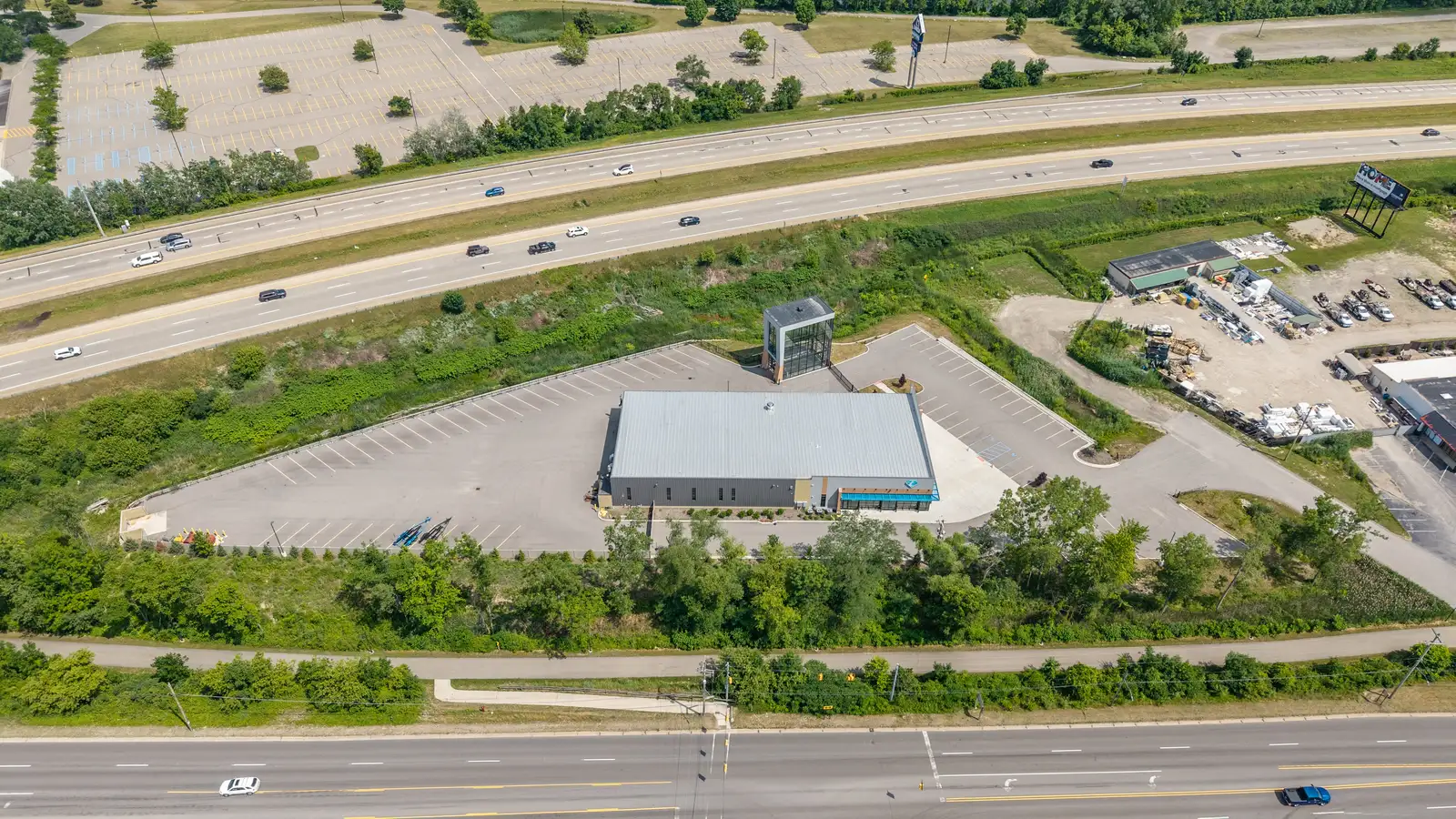 Before renovation · aerial view of the building and surrounding site