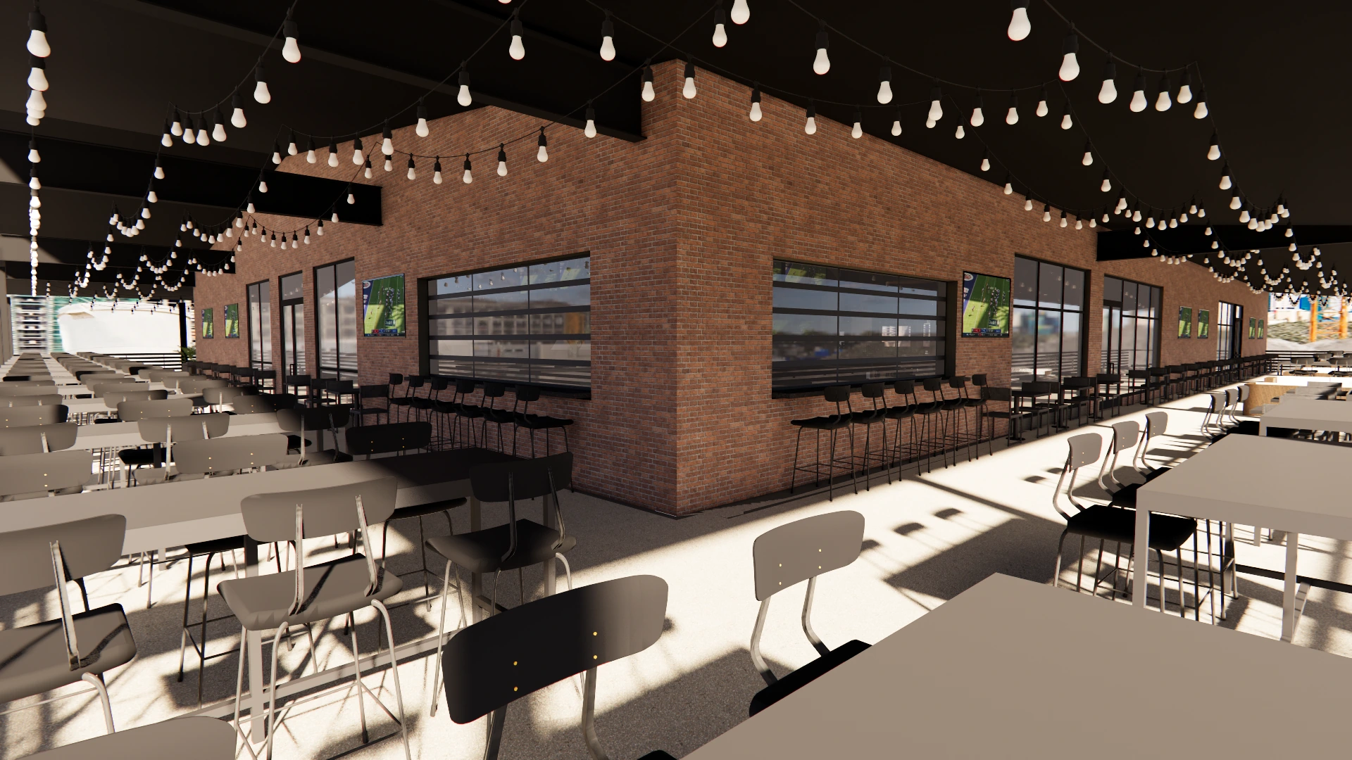 Union Collective · covered outdoor dining terrace · concept rendering