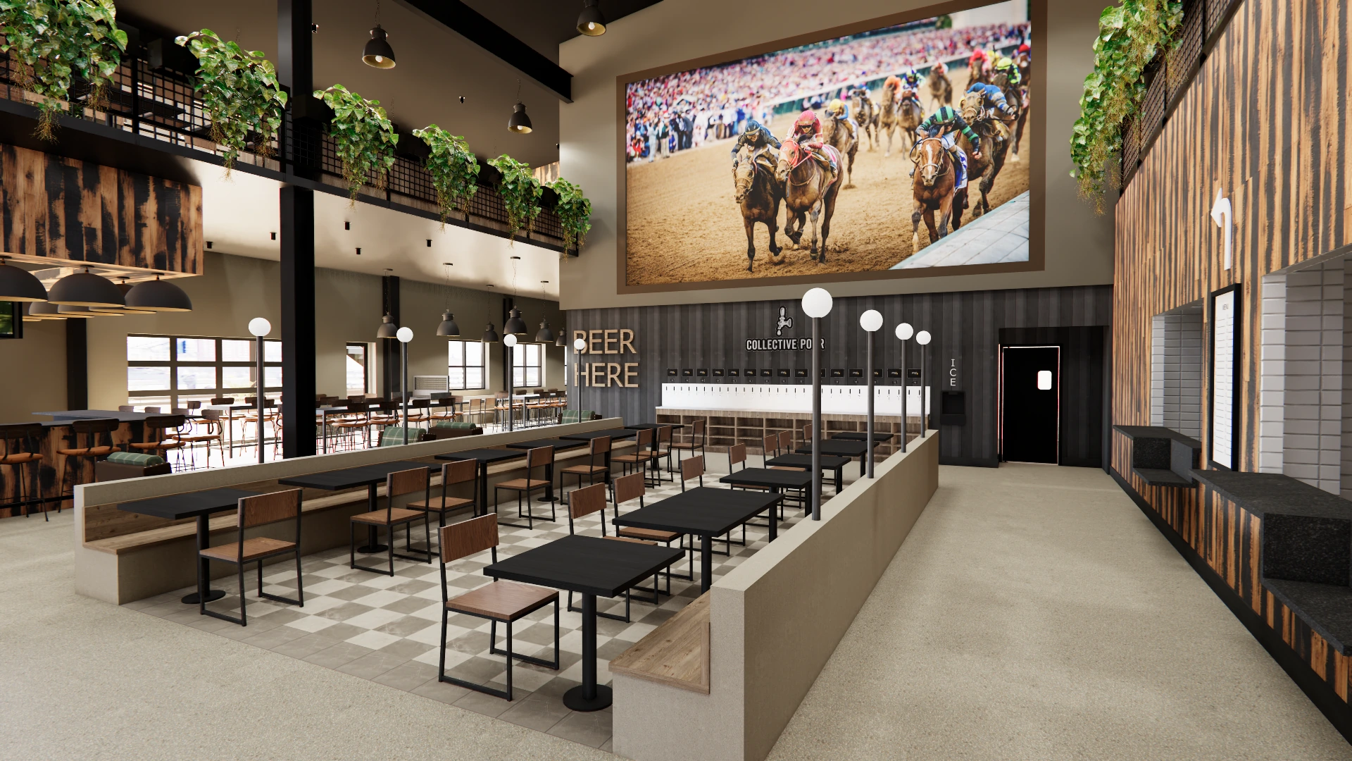 Union Collective · food hall and central gathering space · concept rendering