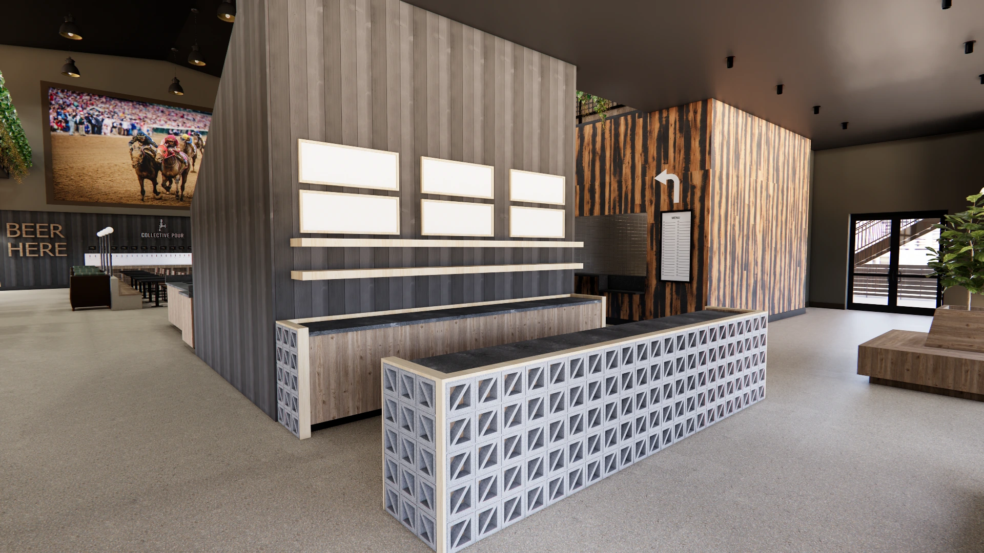 Union Collective · proposed food vendor counter · concept rendering